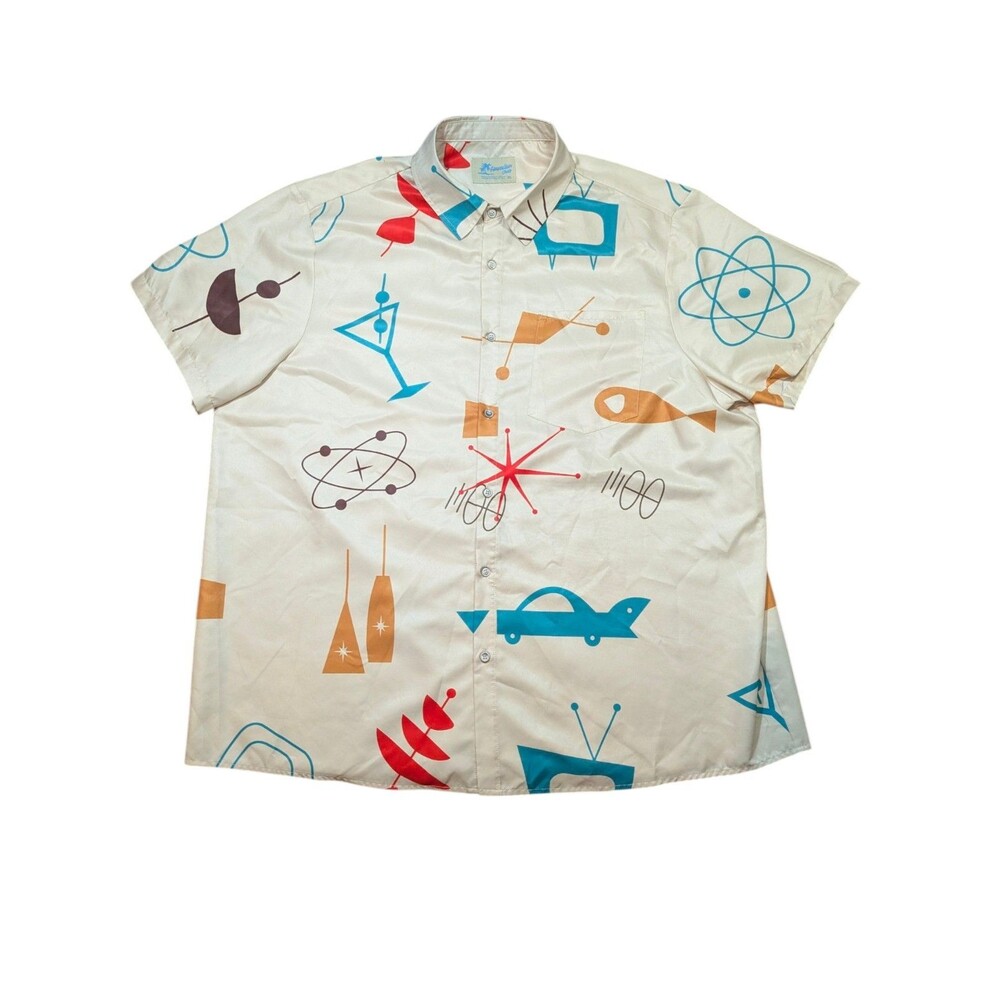 Hawaiian Shirts Mens 3XL Retro 50s Look Martini Jetsons Short Sleeve Lightweight